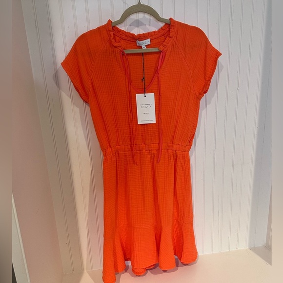 S'EDGE Raleigh 100% Cotton Dress In Blood Orange NWT- Size XS - Picture 1 of 4